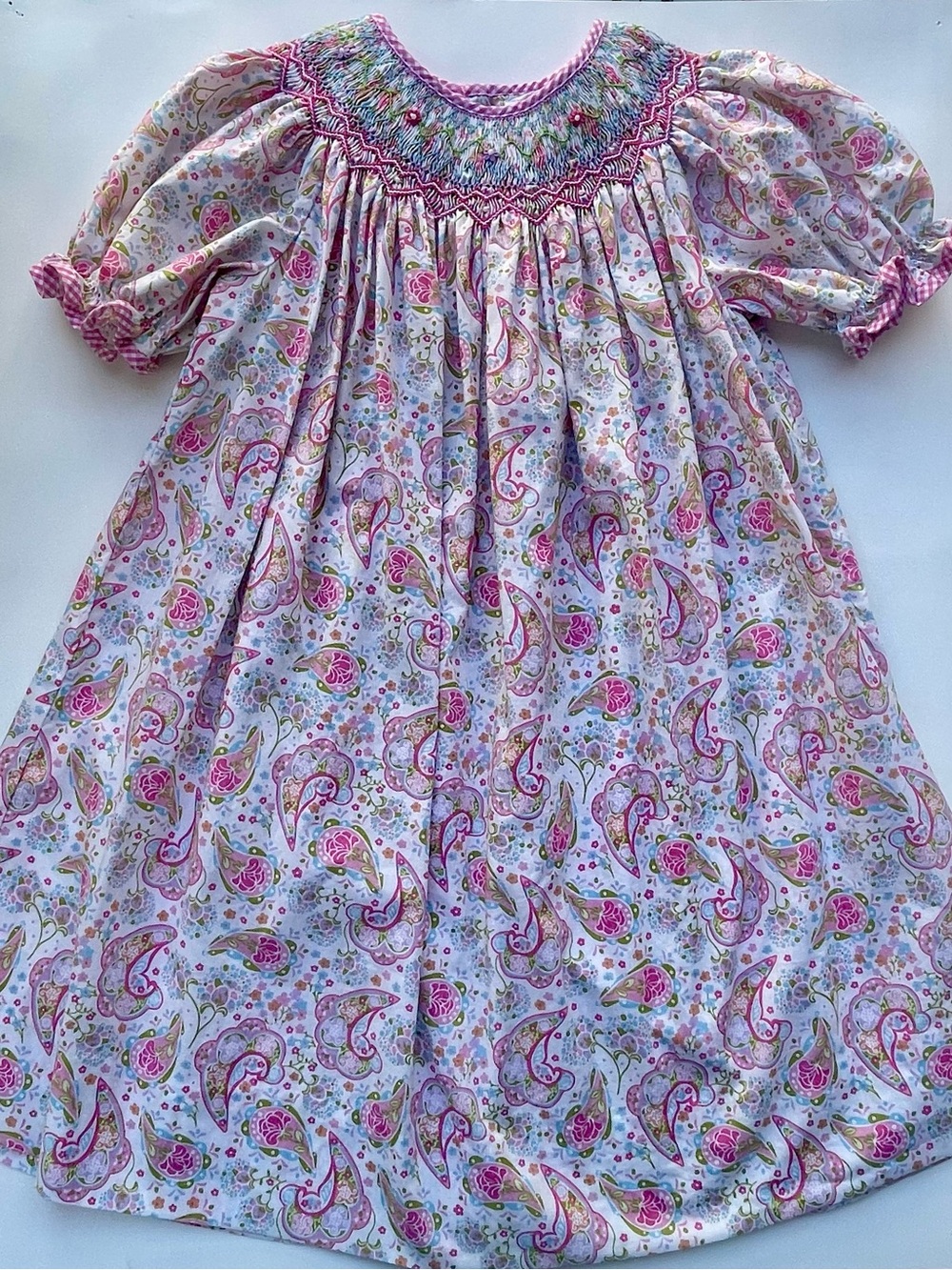 Petit Ami Hand Smocked Paisley Girl 4/4T Dress